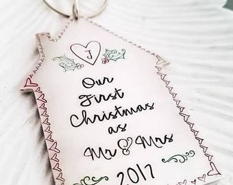 Our first Christmas as mr amd mrs ornament, first Christmas married ornament, personalized newlywed ornament, custom wedding gift