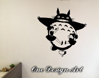 My Neighbor Totoro flying withh Mei and Satsuki decal home decor anime wall mural arts sticker kids children Hayao Miyazaki Y143