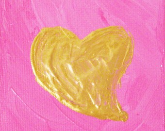 Miniature Painting Original Heart Painting with Easel 3 x 3 Gallery Wrap Canvas Kathleen Daughan Paintings from the Heart 30/30/6