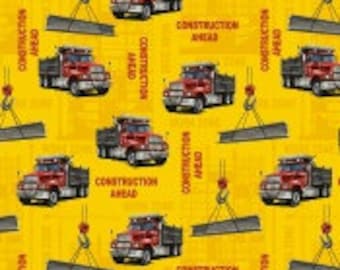 Fleece, Construction,trucks,Baums Textile 60" wide