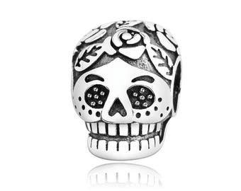 925 Sterling Silver Authentic 100% Charms,Sterling Silver Beads,Fit Pandora Bracelet,Pendant,Skull Charm,Gothic Charm,Mystic Charm For Gift