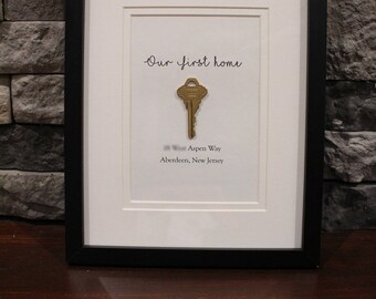 Our First Home Custom Framed With House Key Our First Home Custom Framed With House Key