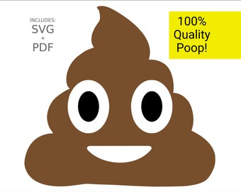Cuttable Emoji SVG, Poop Turd Emoticon, Dung Poo Vector Cut File for Wood, T-Shirts, Vinyl & Metal for PC + Mac