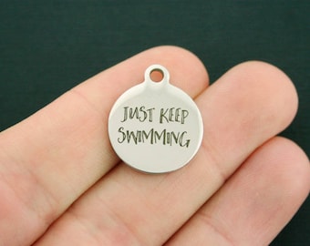 Just Keep Swimming Stainless Steel Charms - Exclusive Line - Quantity Options - BFS1358