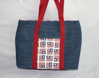 Denim Americana Zippered Tote Overnight bag