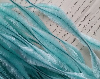 Beautiful Vintage Aqua Bump Chenille | Wired Yardage | Shabby Chic | Kitsch