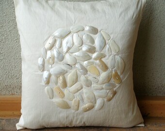 Pearl Beauty - Throw Pillow Covers - 20x20 Inches Silk Pillow Cover with Mother Of Pearl