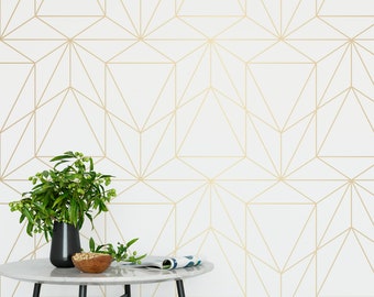 High quality repositionable removable self adhesive wallpaper/ Gold geometric pattern