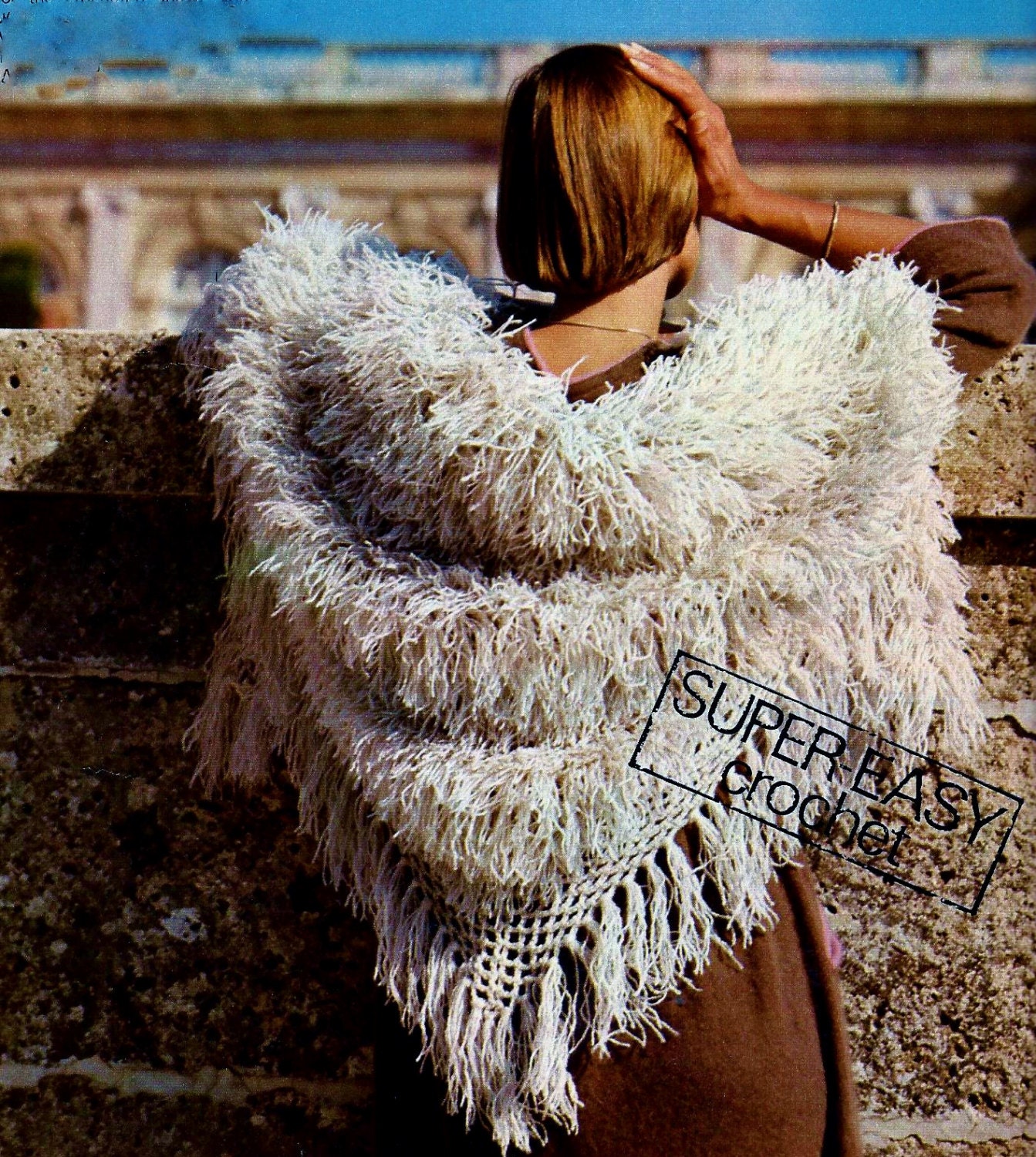 Easy Fur Shawl Vintage Crochet Pattern Instant