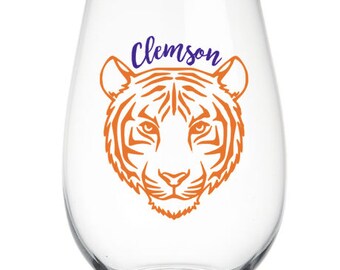 Clemson Tigers Wine Glass | Clemson University | Clemson Football | Clemson Wine | Clemson Gift | Clemson Graduation | Clemson Tailgate
