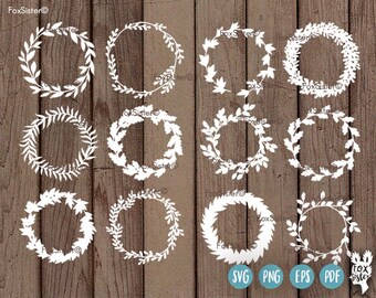 SVG Bundle!! 12 Blank Circle Monogram Wreath / Frames 2 | svg / pdf Papercut Template | floral Paper Cut Out | Cricut, Cameo | Home Decor