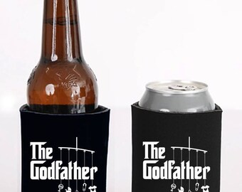 godfather can or bottle cooler | double-sided logo | godfather gift for baptism