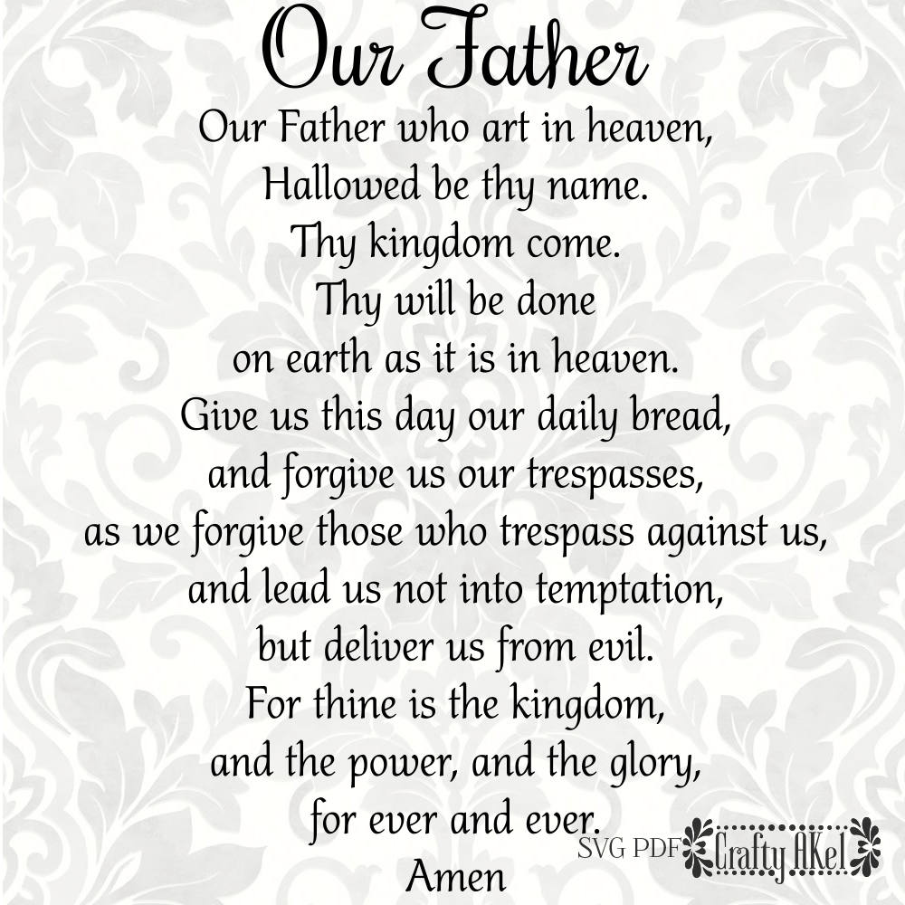 our father prayer printable the lords prayer catholic pin on learning