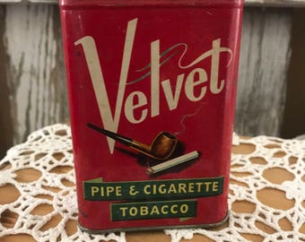 Vintage Velvet Pipe & Tobacco Tin