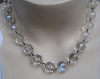 Antique Aurora Borealis Crystal Necklace