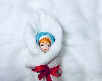 Toddler handmade. Vintage Inspired Spun Cotton. Spun cotton toy. Spun cotton ornaments. Doll miniature. Christmas toy. Vintage style. Retro