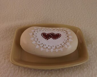 Two Hearts Hand Painted Soap