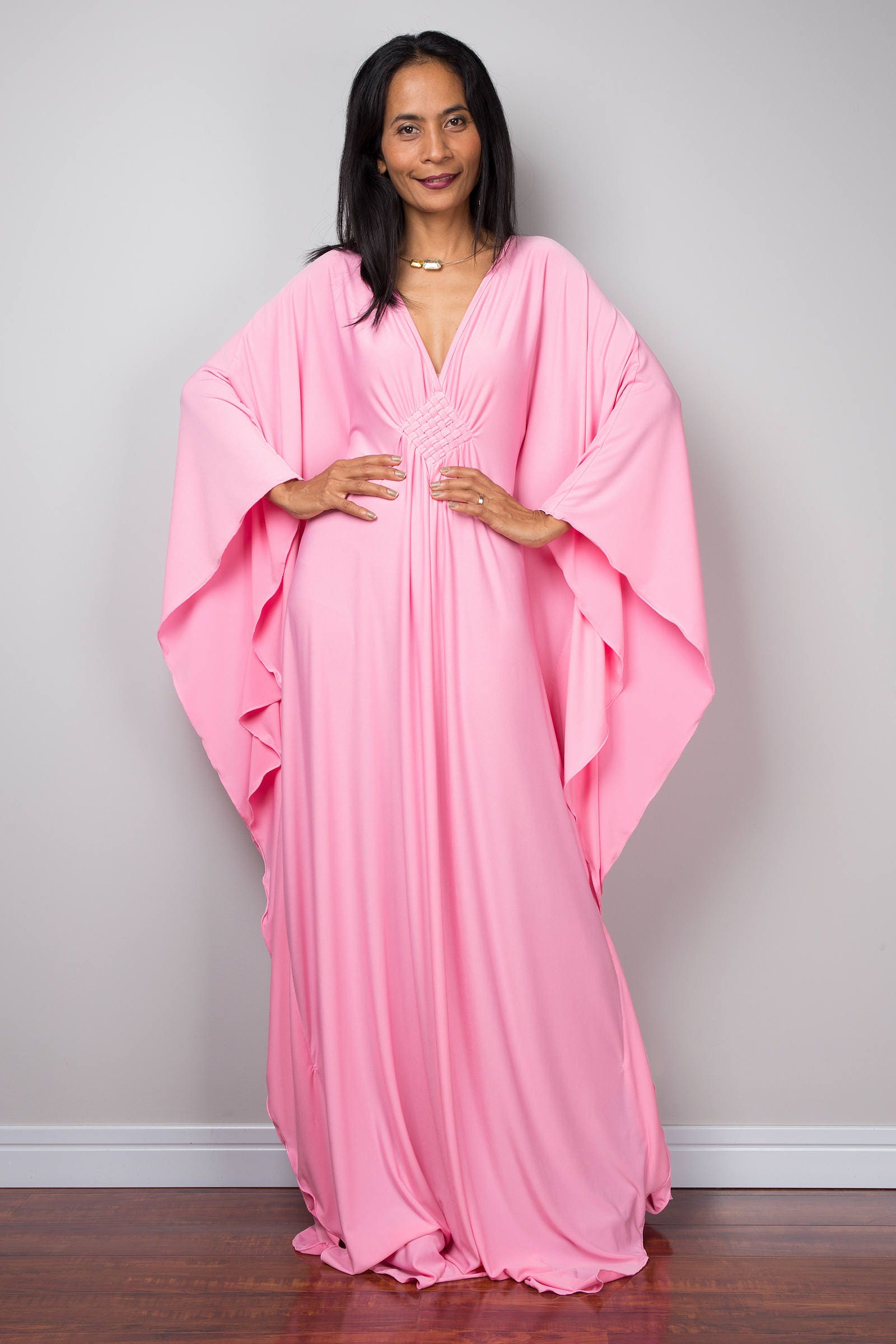Pink Maxi Dress Kaftan Kimono Butterfly Dress Pink Kaftan