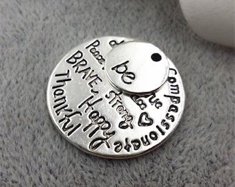 20sets/lot "Kind Wise Compassionate True Thankful Happy" and Small Charm" Be" Antique Silver Color Word Charm Fashion DIY Jewelry Findings