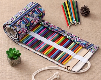 Roll Up Colored Pencil, Marker, Crochet Hook, Paint Brush, Make Up Brush Case Wrap Holder Bag Storage Pouch 72