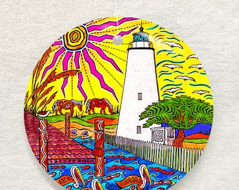 Ocracoke Island Lighthouse, Outer Banks NC, Ornament and Suncatcher