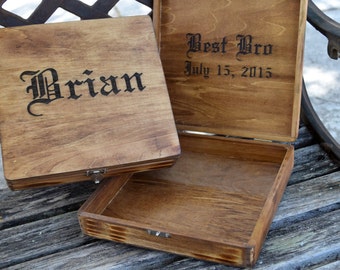 Groomsmen Gift - Rustic Cigar Box - Rustic Wedding - Engraved Wood Cigar Box - Personalized Gifts for Groomsman - Wedding Party Gift
