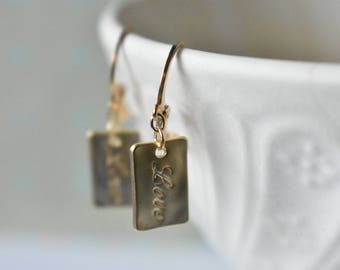 LOVE letter earrings matte gold