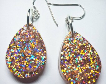 Apricot Glitter Glow Earrings