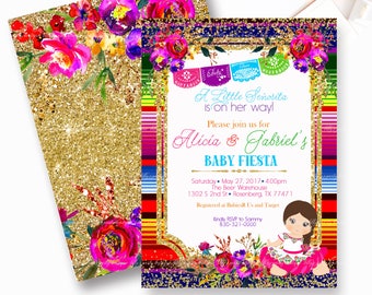 Fiesta Baby Shower Invitation, Mexican Fiesta Baby Shower Invite, Senorita, Fiesta, Floral Fiesta- 0003