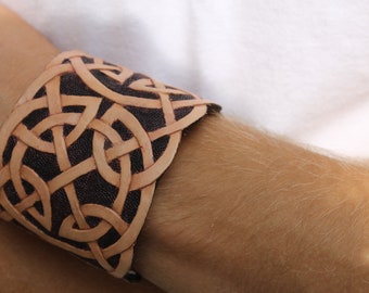 Hand Tooled Leather Celtic Cuff