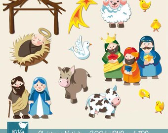 SALE Christmas Nativity - Digital Clipart / Scrapbook - card design, invitations, stickers, paper crafts, web design - INSTANT DOWNLOAD