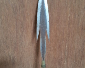 old wooden handle metal spear