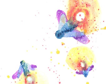Firefly ORIGINAL Watercolor 9X12, Galaxy Spirit Animal