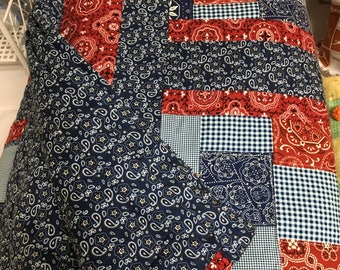 Handmade Quilt, Red White and Blue
