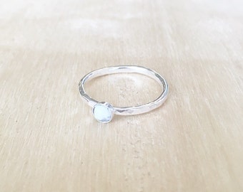 Tiny hammered howlite ring, hammered ring, sterling silver ring, stacking ring, white marble ring, howlite
