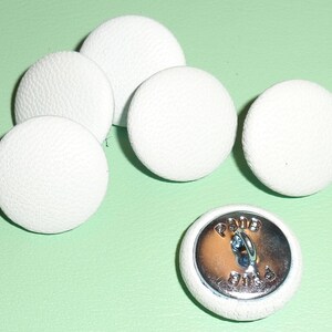 Leather Upholstery Buttons x 6 Bright White 19mm (30L) Bespoke Handmade