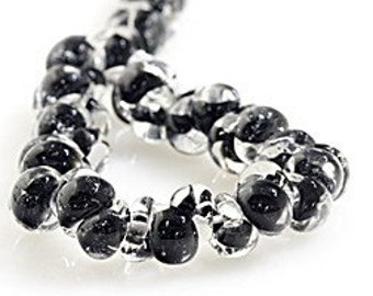 10 Black Teardrop Handmade Lampwork Glass 10mm Boro Beads (1040)