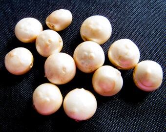 Vintage 1940s Baroque Lentil Shape Patina Glass Pearl Beads - 7mm - Lot of 25