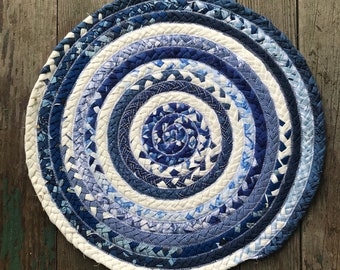 15.5" braided table centerpiece inspired by Blue Willow.
