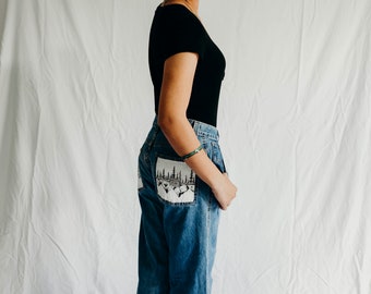 Summer Alps // Hand Painted Levi Jeans