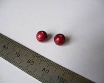 Set of 2 8 mm, dark red beads