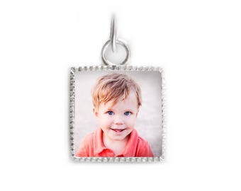 Silver Square Custom Photo Charm