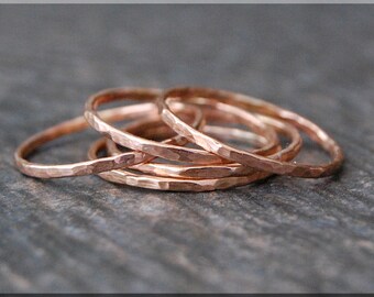 Ultra Thin Rose Gold Stacking Ring, Hammered 14k gold filled ring, Stacking Ring, delicate gold filled ring, Dainty stacking ring, gold ring