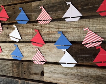 Nautical Sailboat Party Garland - Nautical Decor, Nautical Baby Shower, Photo Prop, Birthday Party, First Birthday