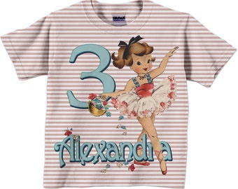 Ballerina Shirt, Personalized Girl's Ballet T-Shirt, Personalized Ballet Dancer Birthday Shirt