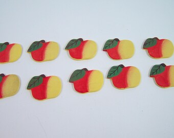 Painted wood apples wooden yellow and red apples
