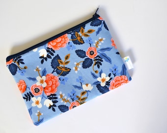 Floral Zipper Bag, Rifle Paper Co, Small Makeup Bag, Small Zipper Pouch Utility Pouch Cosmetic Bag Small Clutch Purse Insert Bridesmaid Gift
