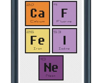 cross stitch pdf periodic table words caffeine cross stitch modern cross stitch pattern