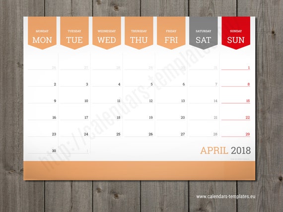 12 Month Wall And Desk Planner Calendar Agenda 2018 Template