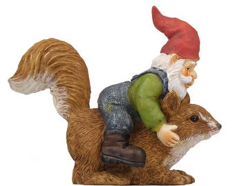 Squirrel Rider Fairy Garden Figurine - Fairy Garden Ideas, Fairy Garden Items, Nordic Gnome, Scandinavian Gnome, Fairy Garden kit
